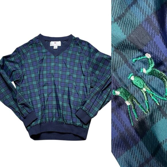 Vintage WILSON Plaid Pullover - Blue and Green Medium - Picture 1 of 7